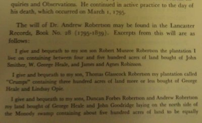 Dr. Andrew Robertson 1795 will abstract