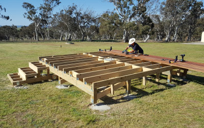 Steps framed and decking going on