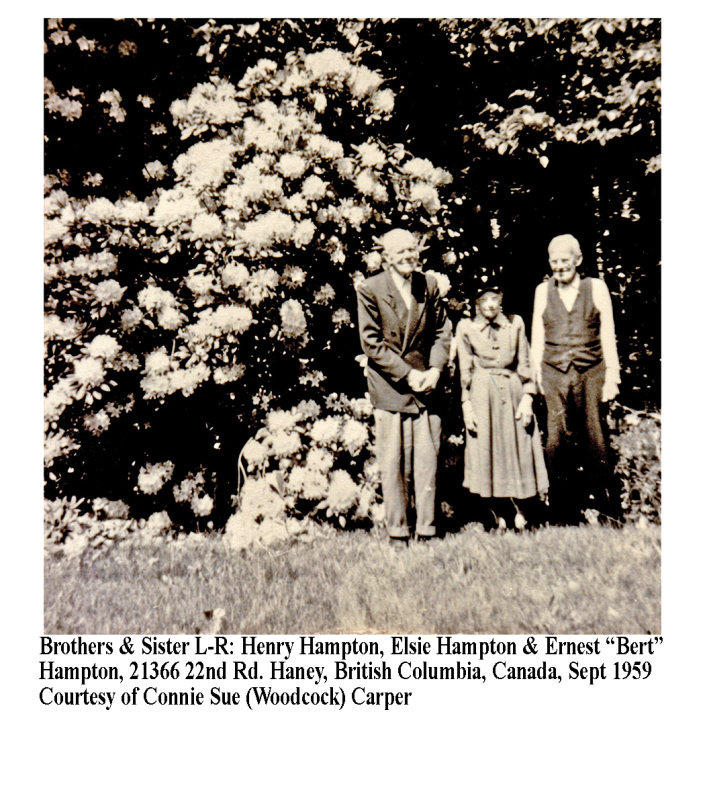 Henry Hampton, Elsie Hampton & Ernest Hampton, Canada 1959
