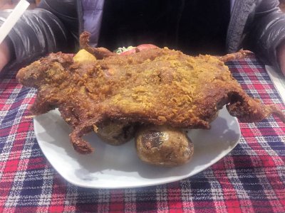 Fried cuyo with potatoes - La Cusquea - Cusco, Per