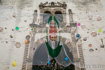 Decorations in front of the chapel