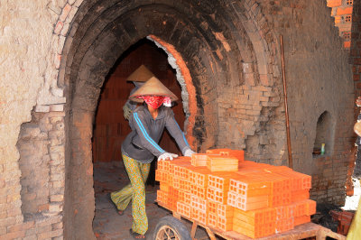 Brick factory oven and very hot bricks