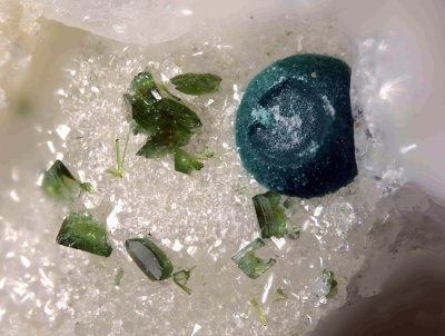 Olivenite and round crystal?