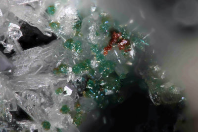 Unknown green and red crystals