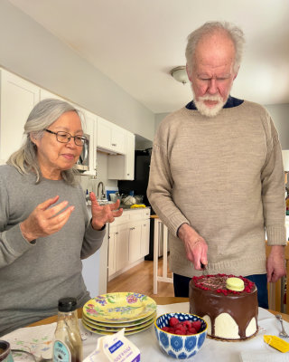 Elizabeth, Jim and cake