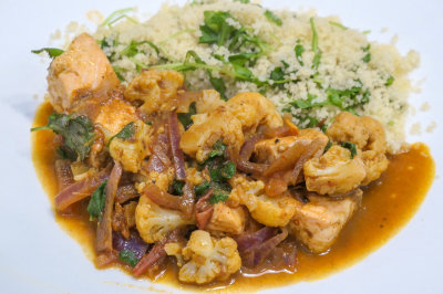Moroccan Spiced Fish and Cauliflower