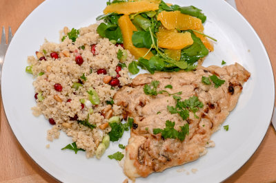 Tahini Baked Fish with Couscous
