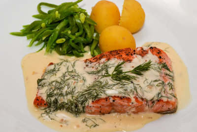 Salmon with Mustard Sauce and Dill