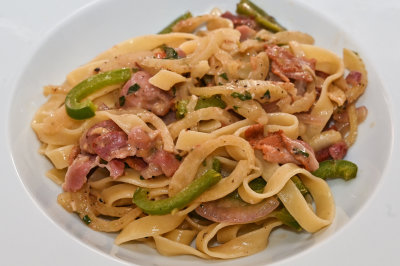 Tagliatelle with Bacon, Fennel and Peppers
