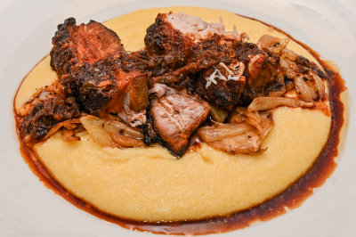Five-Spice Pork Belly with Fennel and Cheesy Polenta