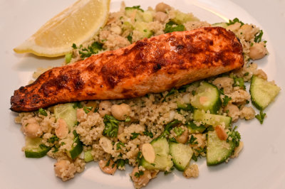 Harissa Salmon with Couscous
