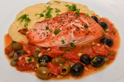 Salmon with a Mediterranean Sauce