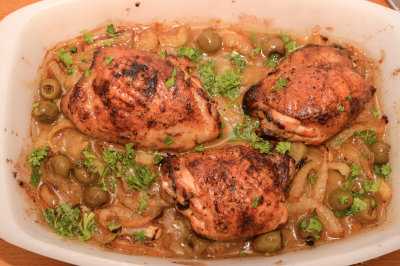 Chicken with Fennel, Olives and White Wine