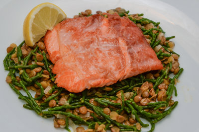 Loch Trout with Samphire and Lentils