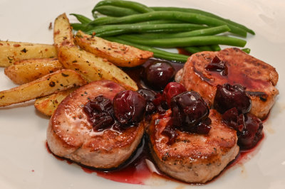 Pork Medallions with Cherry Red Wine Sauce
