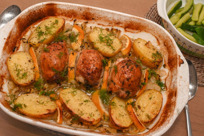 Chicken with Potatoes, Fennel and Orange