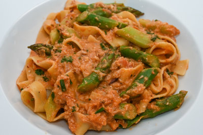 Crab and Asparagus Pappardelle