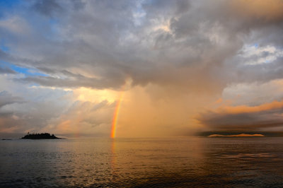Knife Island storm and rainbow