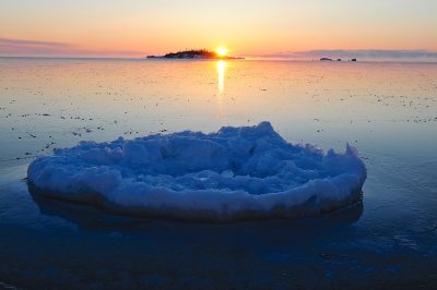 Knife Island sunrise with pancake ice