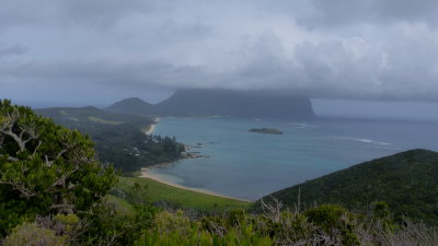 Mt Lidgbird, Mt Gower, and the Lagoon, Lord Howe Island, NSW, from Kims Lookout