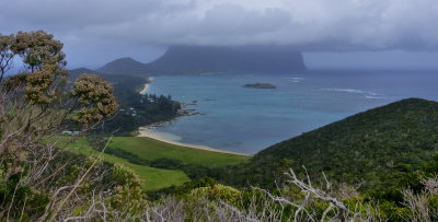 Mt Lidgbird, Mt Gower, and the Lagoon, Lord Howe Island, NSW, from Kims Lookout