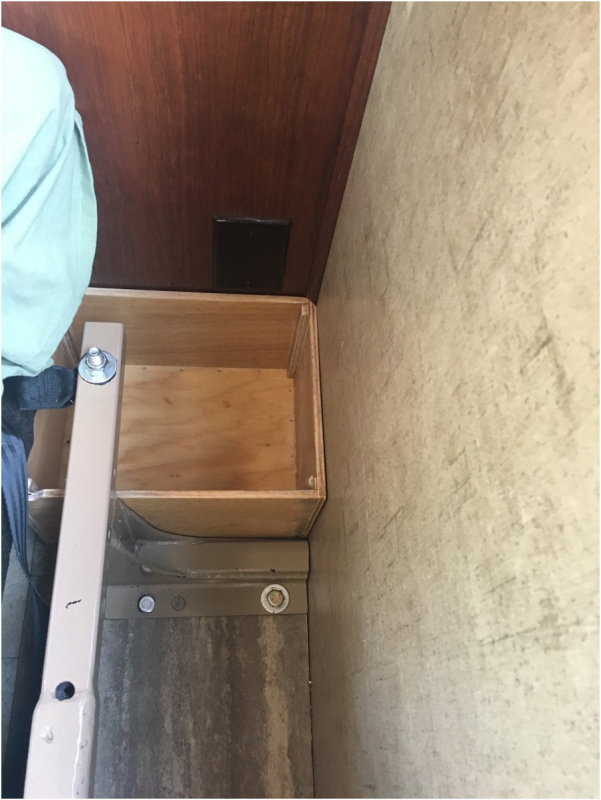 Storage behind seats - First box installed