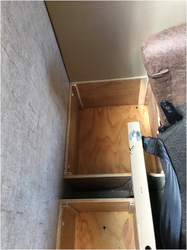 Storage behind seats - Installed