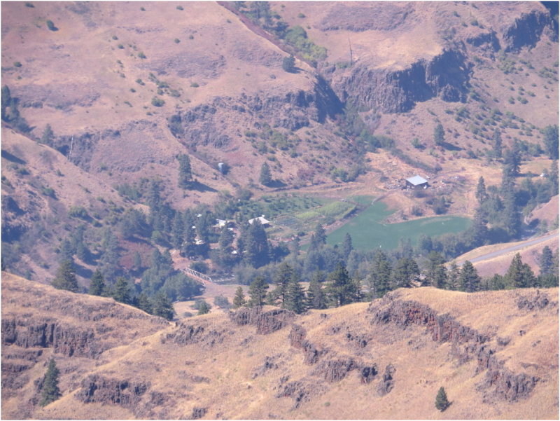 Looking down at valley floor near Imnaha