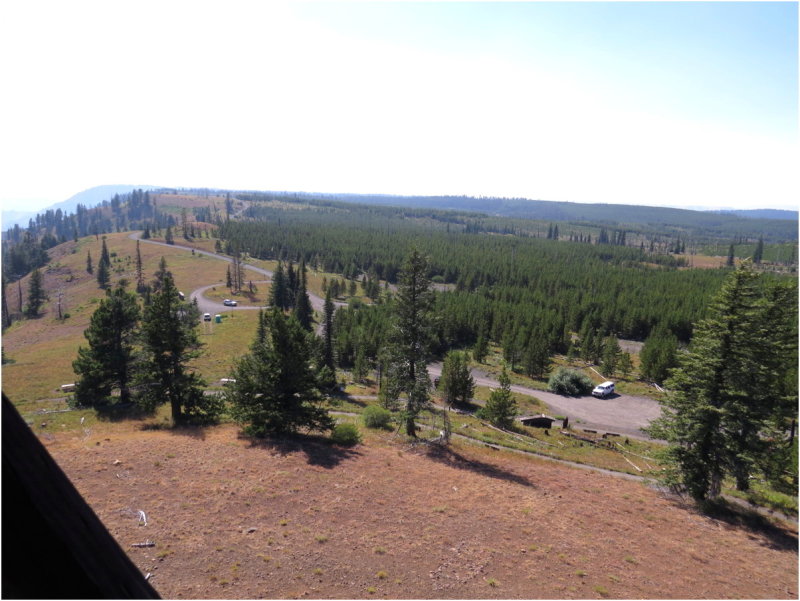 Looking down at Snowball (the GMC Canyon)