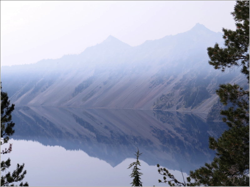 Reflections, and smoke from forest fires