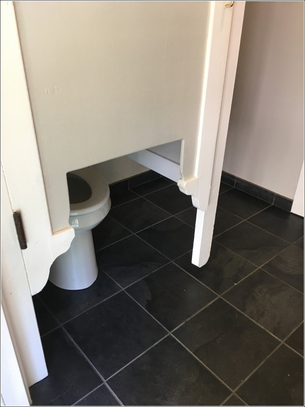 Fix to toilet stall... Door was way to close to toilet!