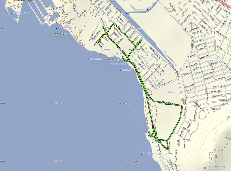 5.5 mile Waikiki Walk, Geocaching, etc!