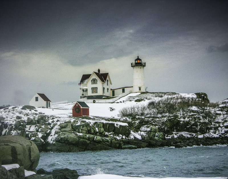 Nubble Lighthouse in Snow