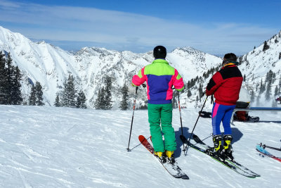 Colorful Skiers