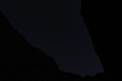 The Big Dipper asterism wedged between the high canyon walls at a point on the trail below Indian Gardens