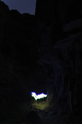 Glowsticks on my backpack - 15 second exposure