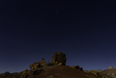The Big Dipper above The Trainwreck jumble of rocks