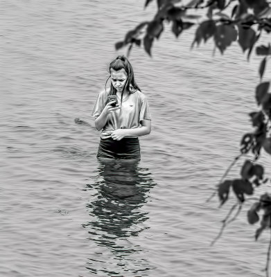 Texting in the Lake