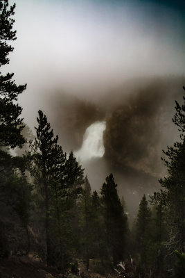 Yellowstone Falls Foggy Morning