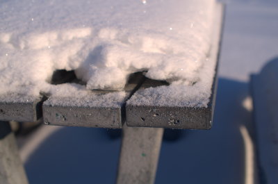 A close up of the table corner