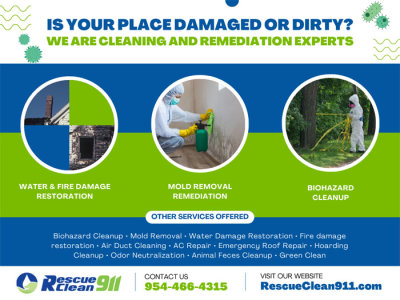 rescue clean 911 fire damage, mold remediation, biohazard cleanup in coral springs 954-466-4315