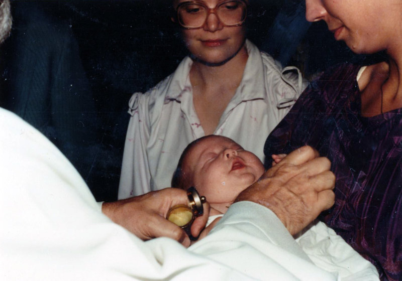 1983 07 24 Marti Asher, Melissa Asher, Bobbi Biddle - Melissas Baptism.jpg