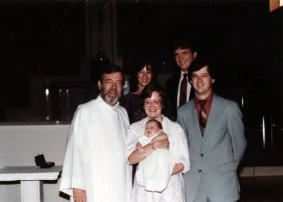 1983 07 24 David and Marti Asher, Kevin Connors, Bobbi Biddle and Melissa Asher at Melissa's Baptism.jpg