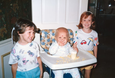 1987 09 22 Melissa, David jr and Elizabeth Asher at David Sr 30th birthday 01.jpg