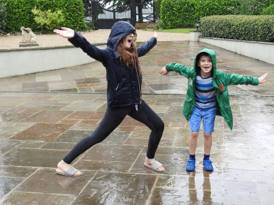 Dancing in the rain.