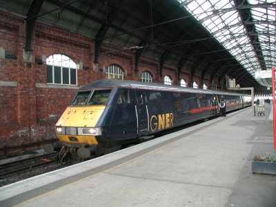 Class 90 arrives at Darlington -Platform 4.
