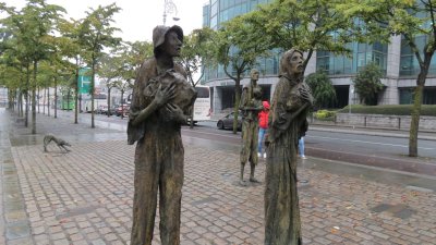 Statues of Victims of the Potato Famine on Dublin's Riverfront
