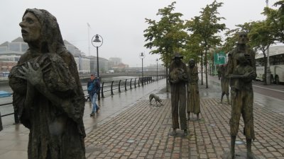 Statues of Victims of the Potato Famine on Dublin's Riverfront
