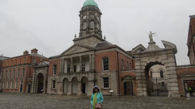 Mary is inside the Dublin Castle which was rebuilt in the Georgian era. 