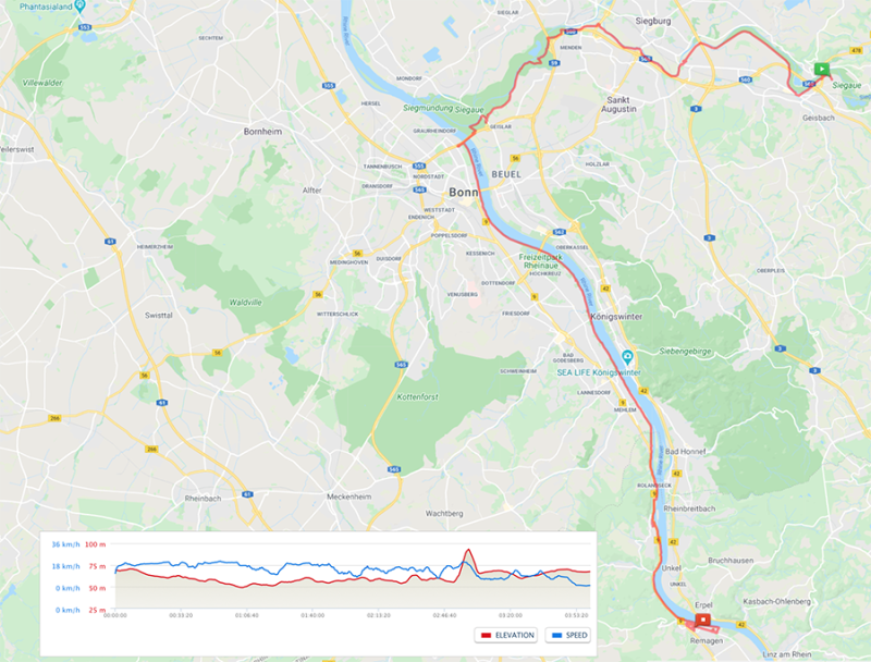 Day 5 Brussels to Frankfurt Cycling Tour Hennef-Remagen 55km